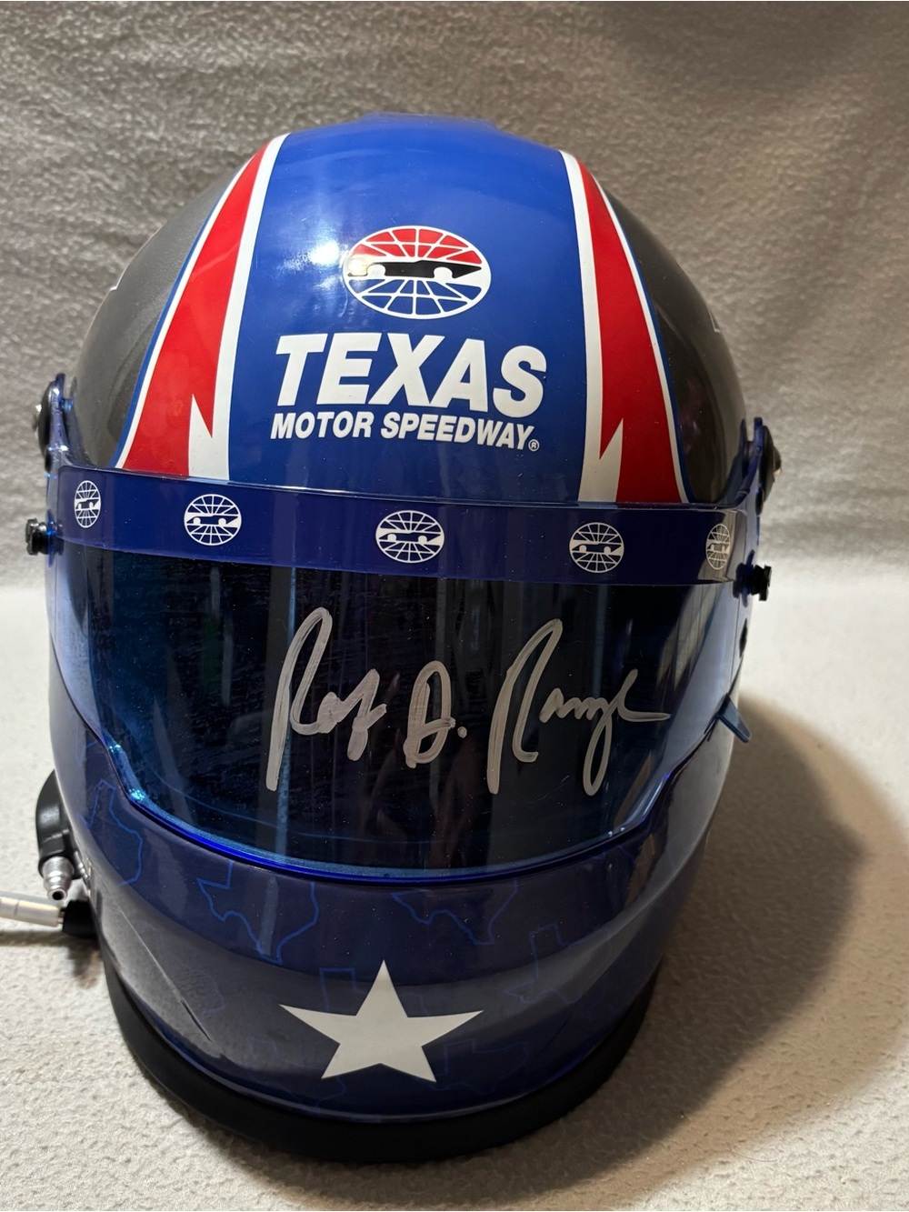 Texas Motor Speedway Racing Replica Helmet Signed by President Rob Ramage
